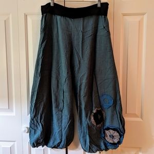 Cute cotton harem style pants one size blue/black